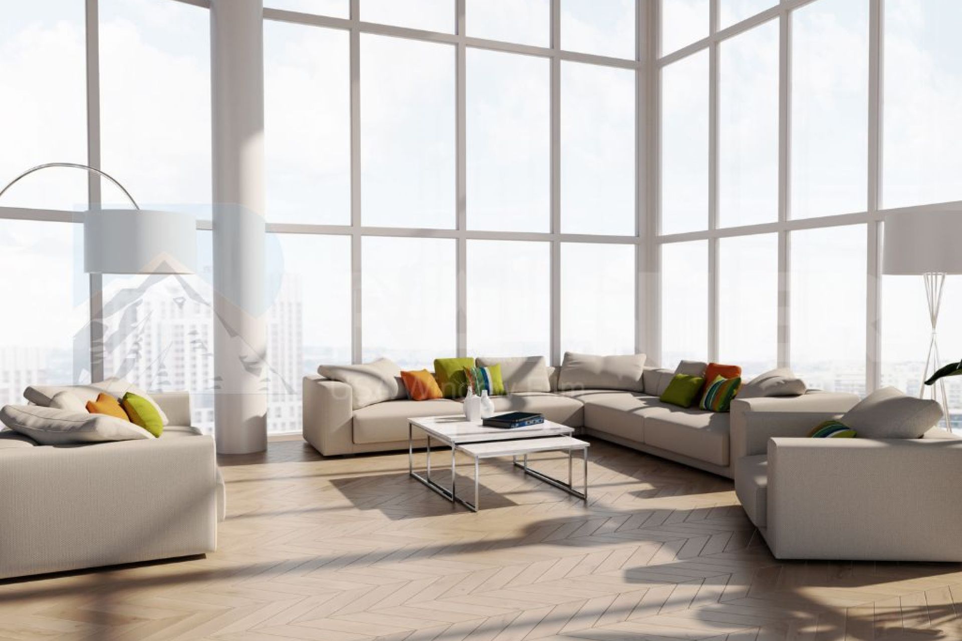 Dán phim cách nhiệt phòng khách cho nhà phố và căn hộ kính lớn giúp chống nóng, giảm chói và tăng tính riêng tư