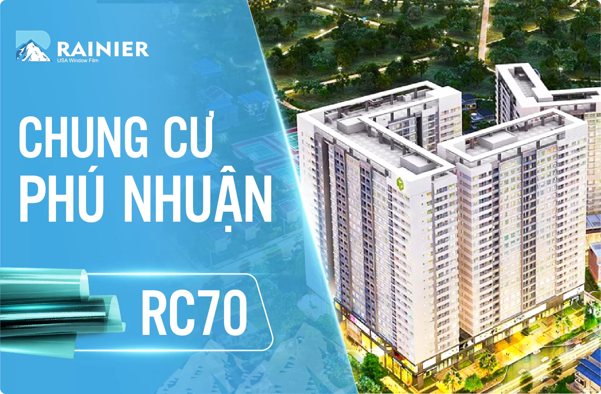 Thi công phim cách nhiệt Rainier Nano UVCare tại chung cư Phú Nhuận