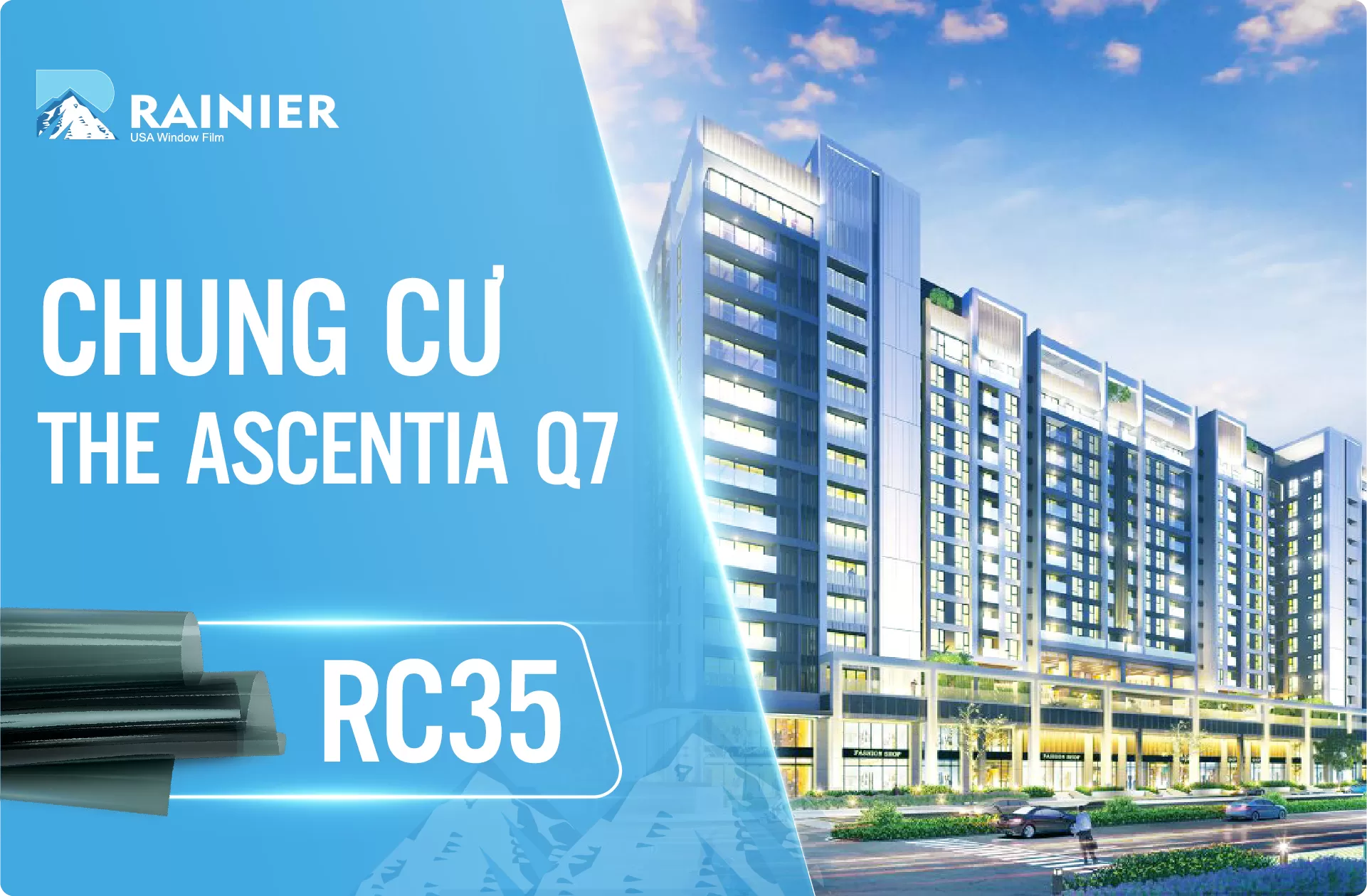 Thi công phim cách nhiệt Rainier tại chung cư Ascentia