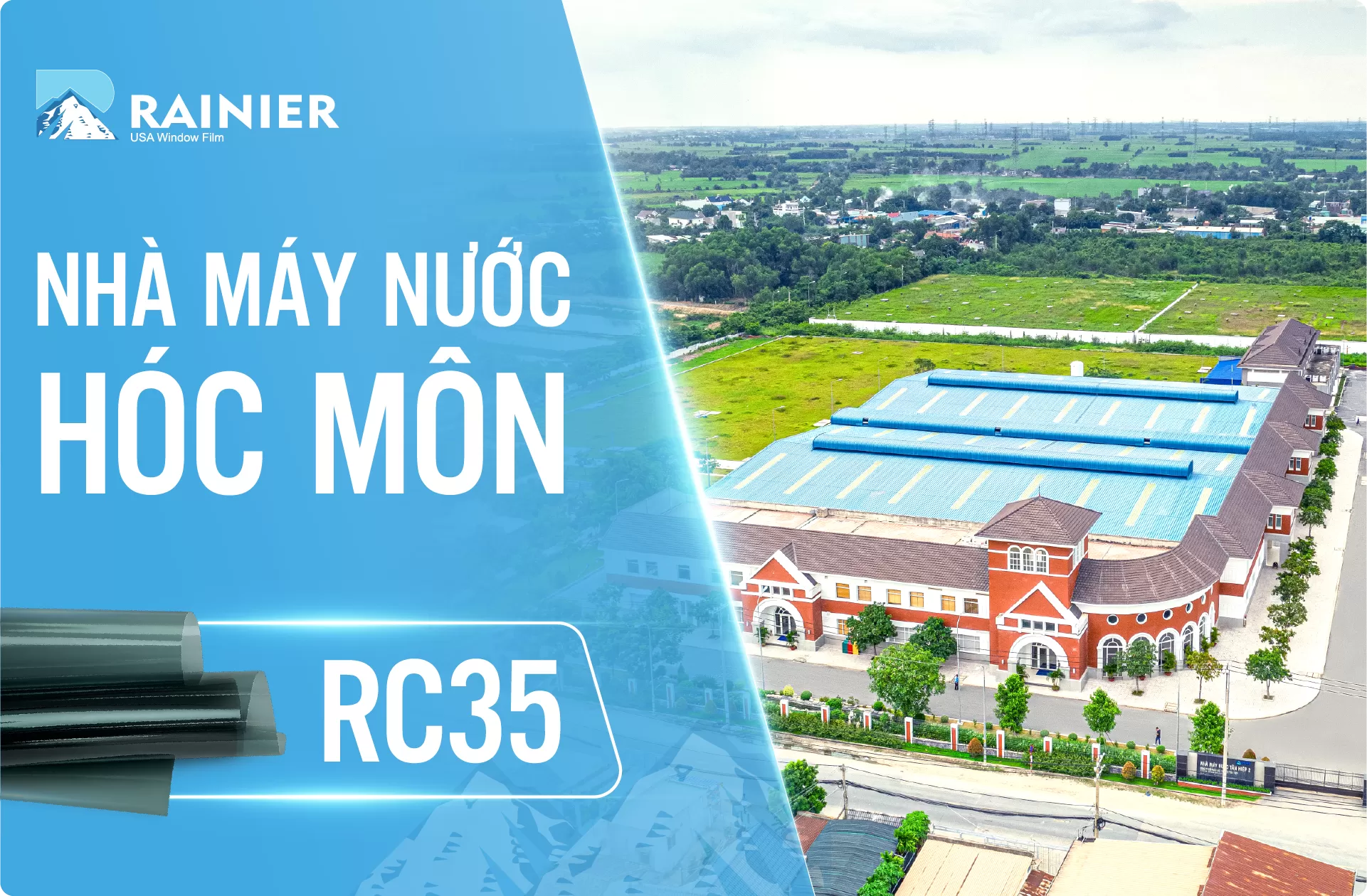 Thi công dán phim cách nhiệt Rainier tại nhà máy nước Hóc Môn