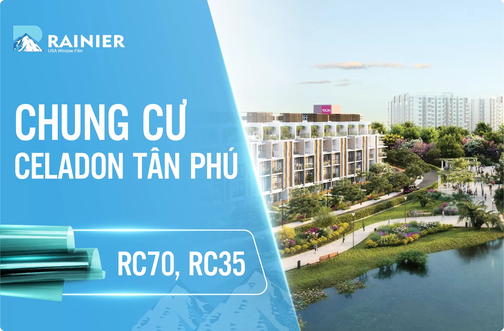Dán phim cách nhiệt Rainier Villa Nano UVCare tại Celadon - Tân Phú