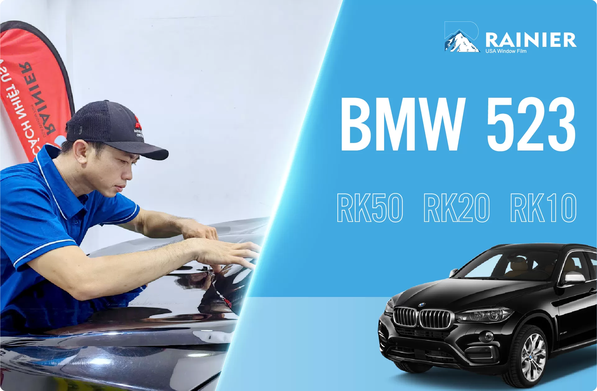 Dán phim cách nhiệt Rainier xe BMW 523