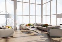 Dán phim cách nhiệt phòng khách cho nhà phố và căn hộ kính lớn giúp chống nóng, giảm chói và tăng tính riêng tư