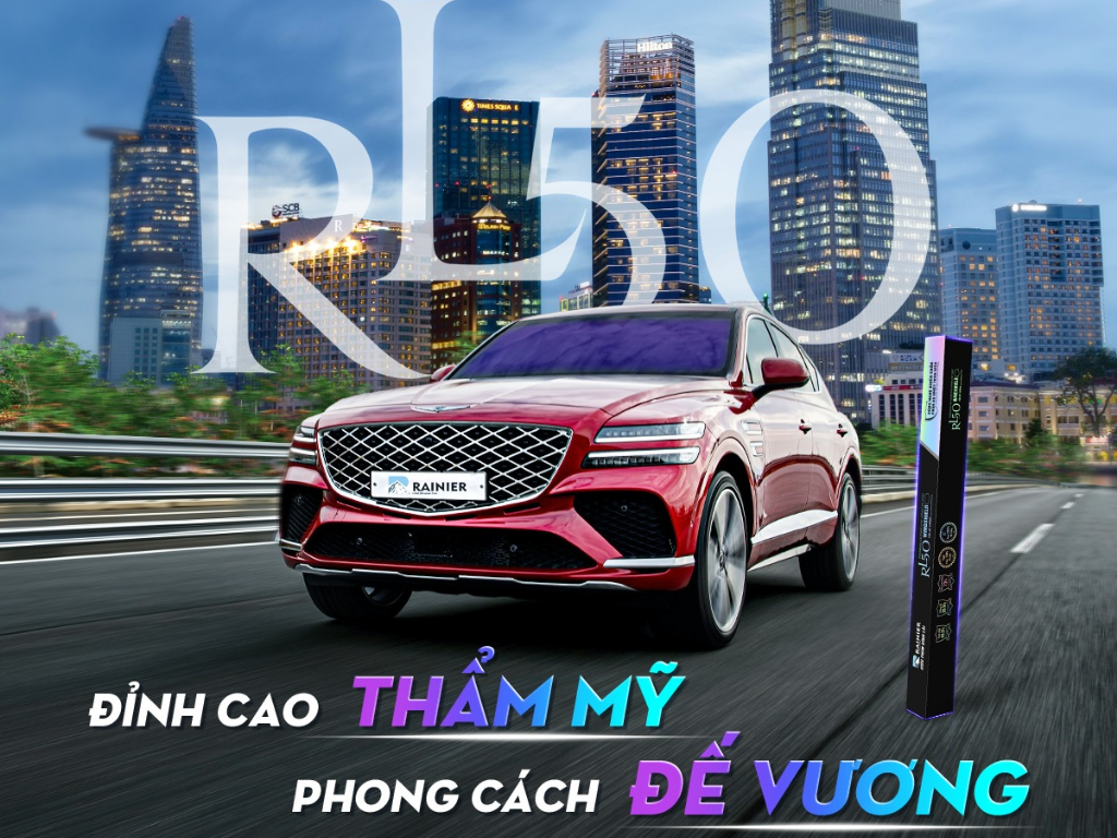 Hộp cuộn phim cách nhiệt kính lái Rainier Lilac 50 – Sản phẩm cao cấp nhập khẩu chính hãng Cuộn phim cách nhiệt kính lái Rainier Lilac 50 đóng gói chính hãng trong hộp sang trọng