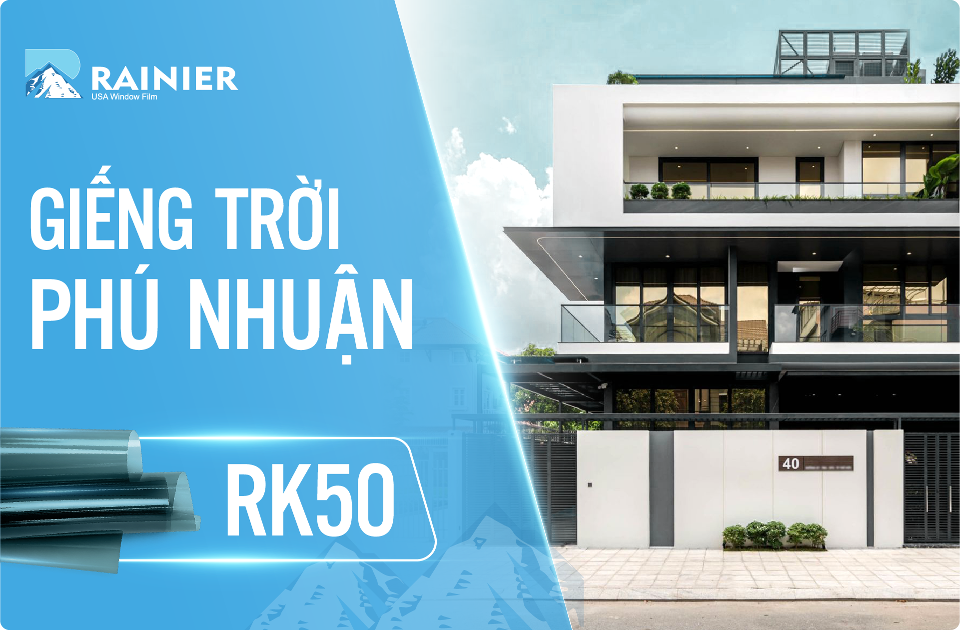 Thi công phim cách nhiệt Rainier Villa Newking cho giếng trời