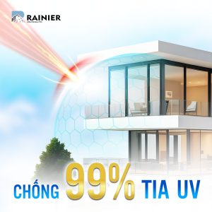Phim cách nhiệt Rainier chống 99% tia UV Khả năng chống 99% tia UV của phim cách nhiệt Rainier giúp bảo vệ sức khỏe và nội thất