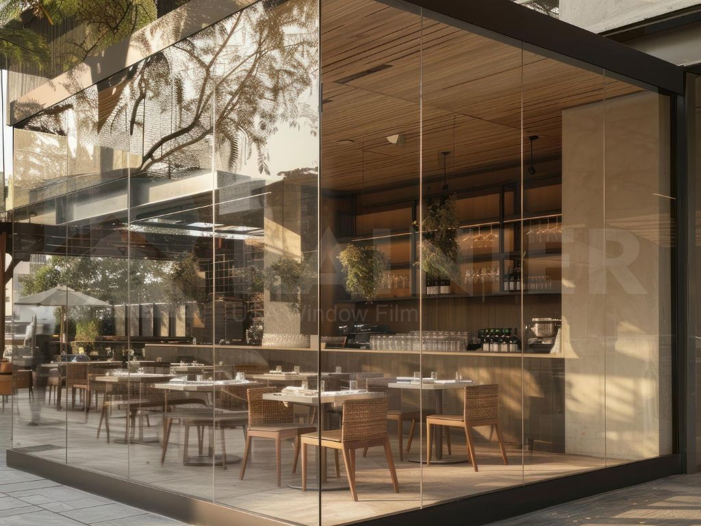 dán phim cách nhiệt nhà hàng - quán cafe cho mặt tiền kính giúp giảm chói nóng