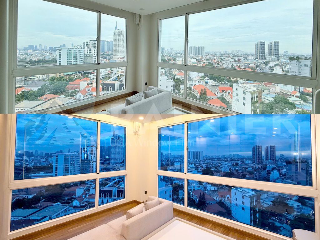 dán phim cách nhiệt phòng ngủ cho cửa kính giúp hạn chế hấp thụ nhiệt và nắng gắt